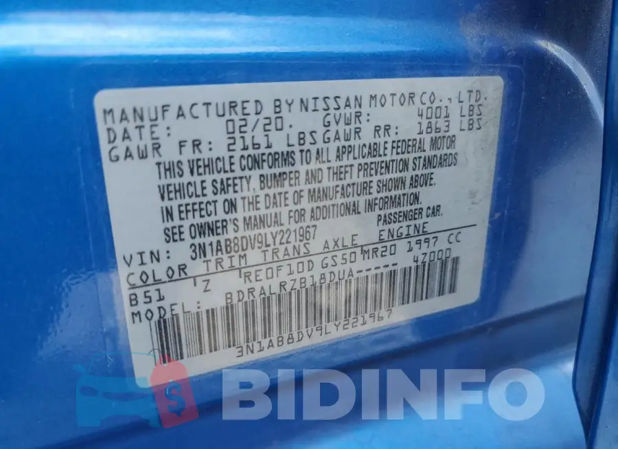 3N1AB8DV9LY221967 Photo# 12