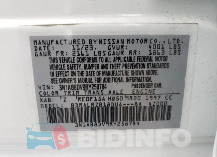 3N1AB8DV9RY258784 Photo# 13