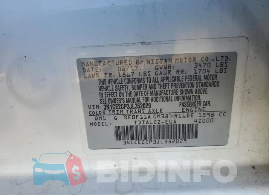 3N1CE2CP3JL352029 Photo# 13