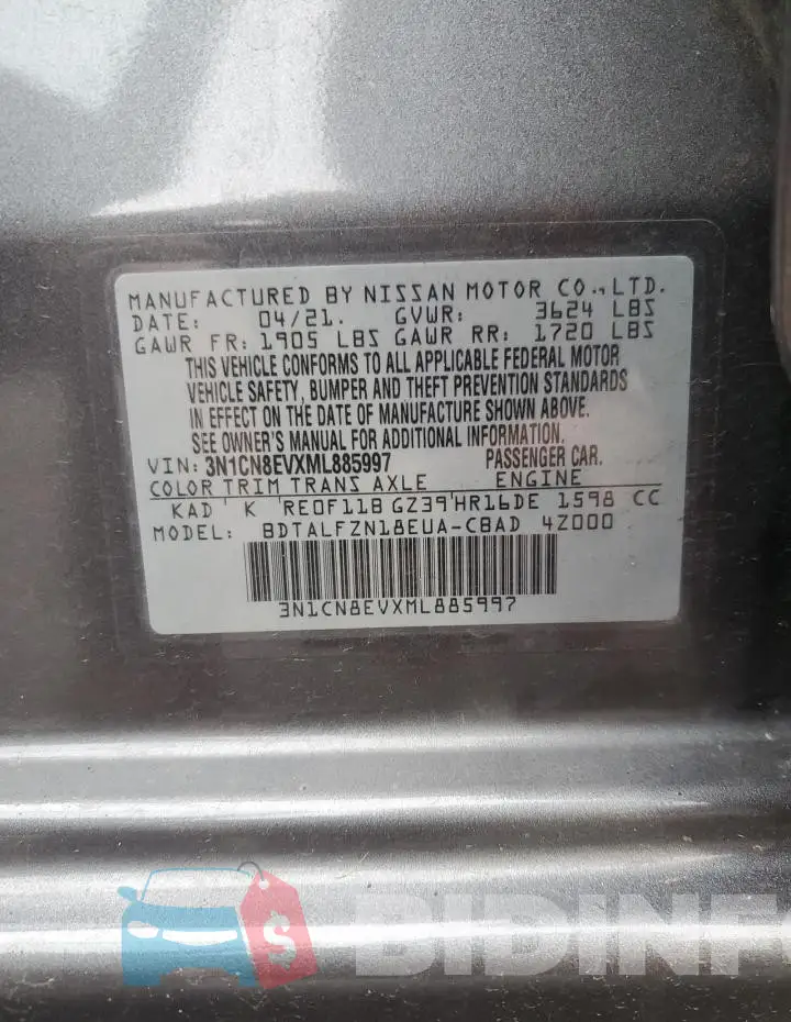 3N1CN8EVXML885997 Photo# 12