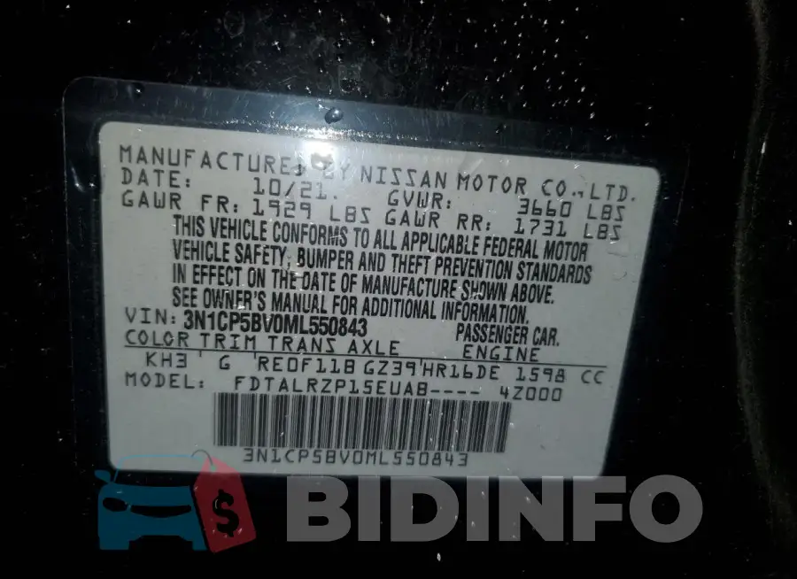 3N1CP5BV0ML550843 Photo# 13