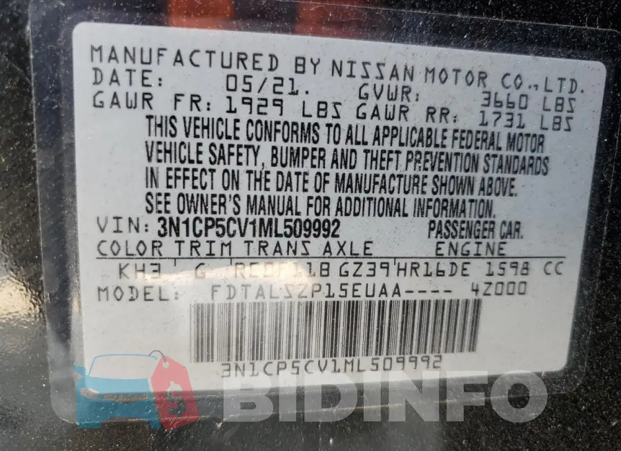 3N1CP5CV1ML509992 Photo# 13