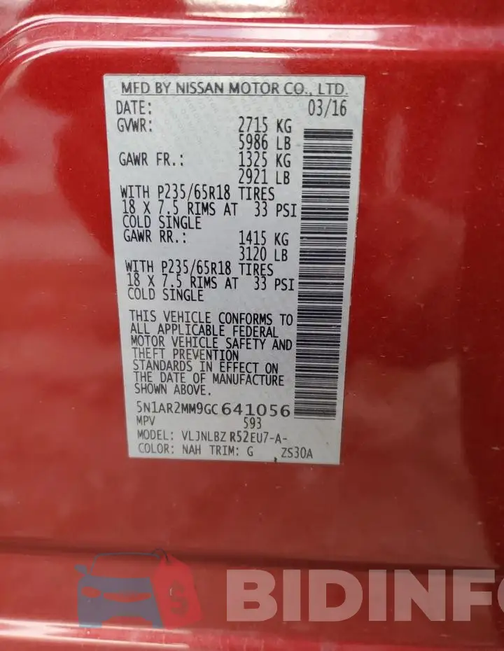 5N1AR2MM9GC641056 Photo# 14