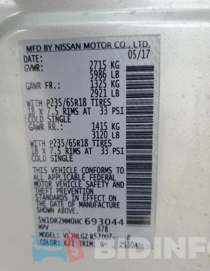 5N1DR2MM0HC693044 Photo# 13