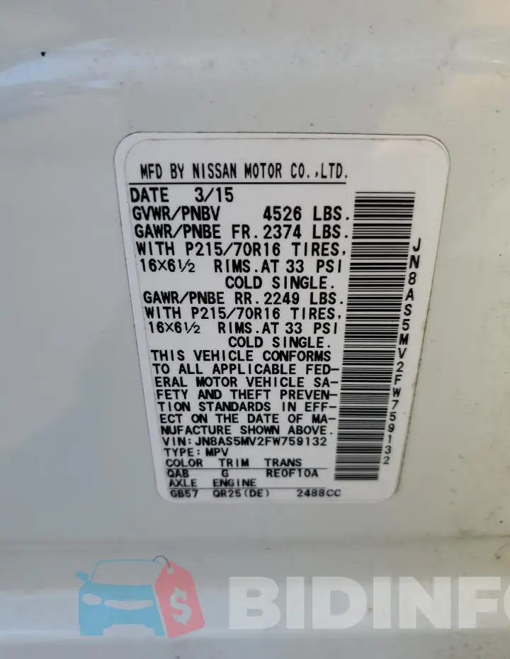 JN8AS5MV2FW759132 Photo# 13