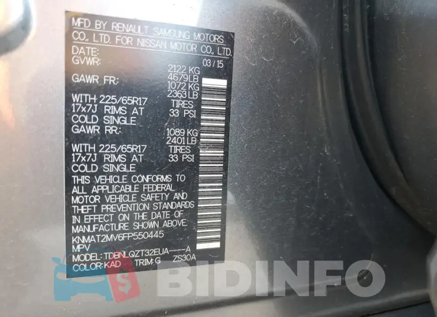 KNMAT2MV6FP550445 Photo# 14