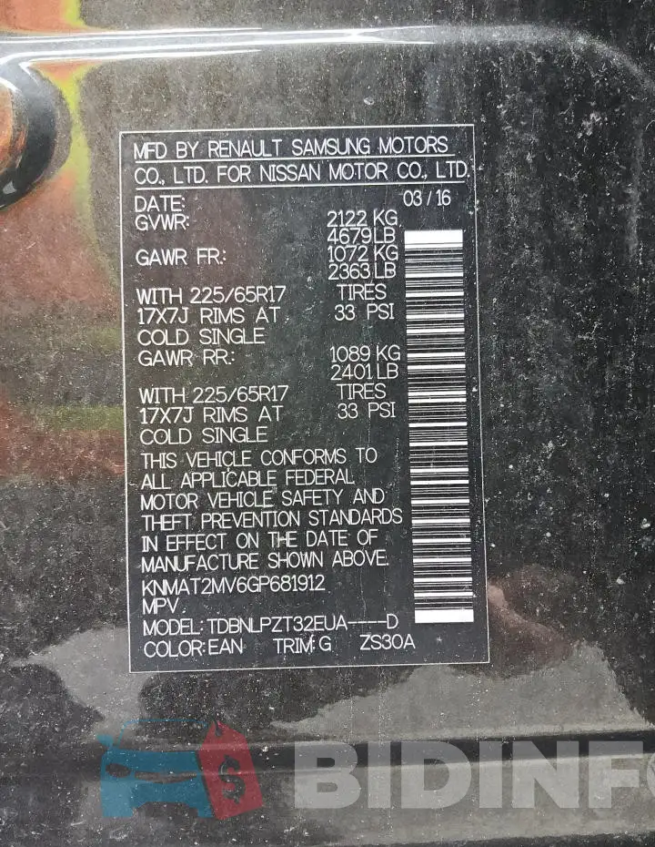 KNMAT2MV6GP681912 Photo# 13