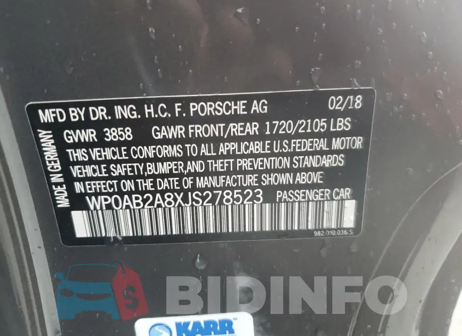 WP0AB2A8XJS278523 Photo# 13