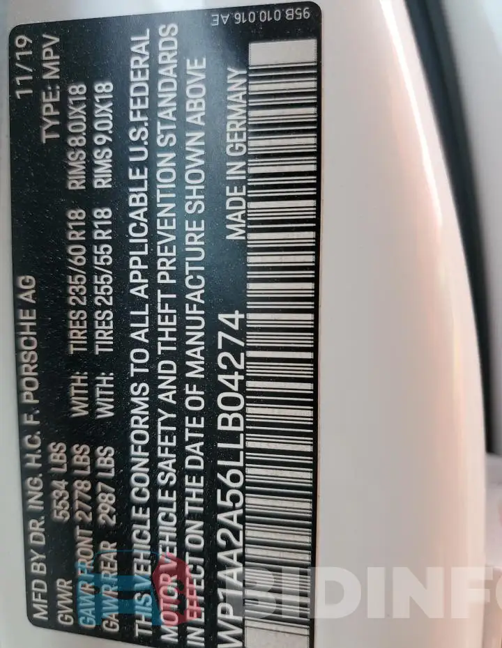 WP1AA2A56LLB04274 Photo# 13