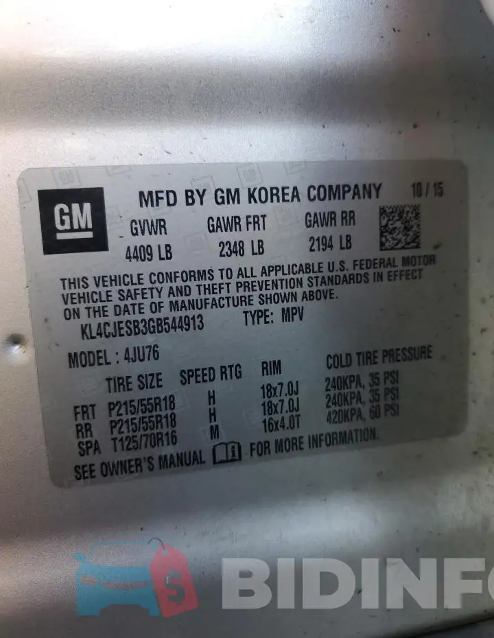 KL4CJESB3GB544913 Photo# 13