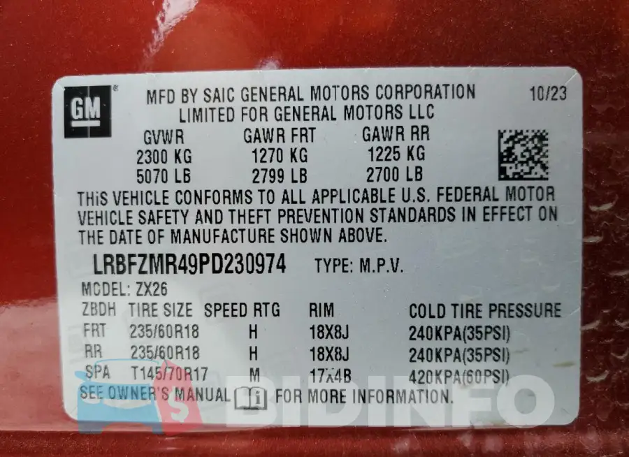 LRBFZMR49PD230974 Photo# 13