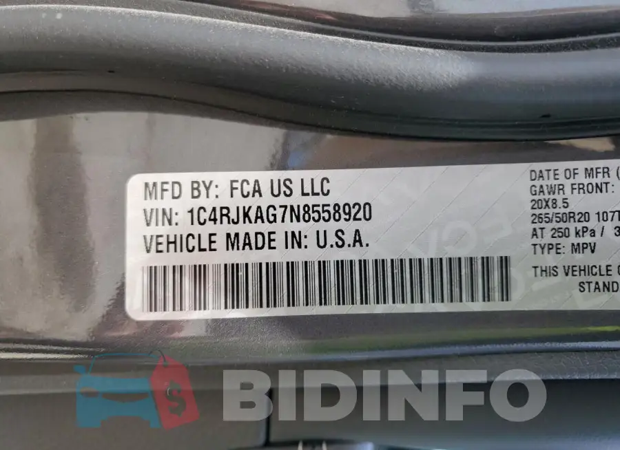 1C4RJKAG7N8558920 Photo# 14