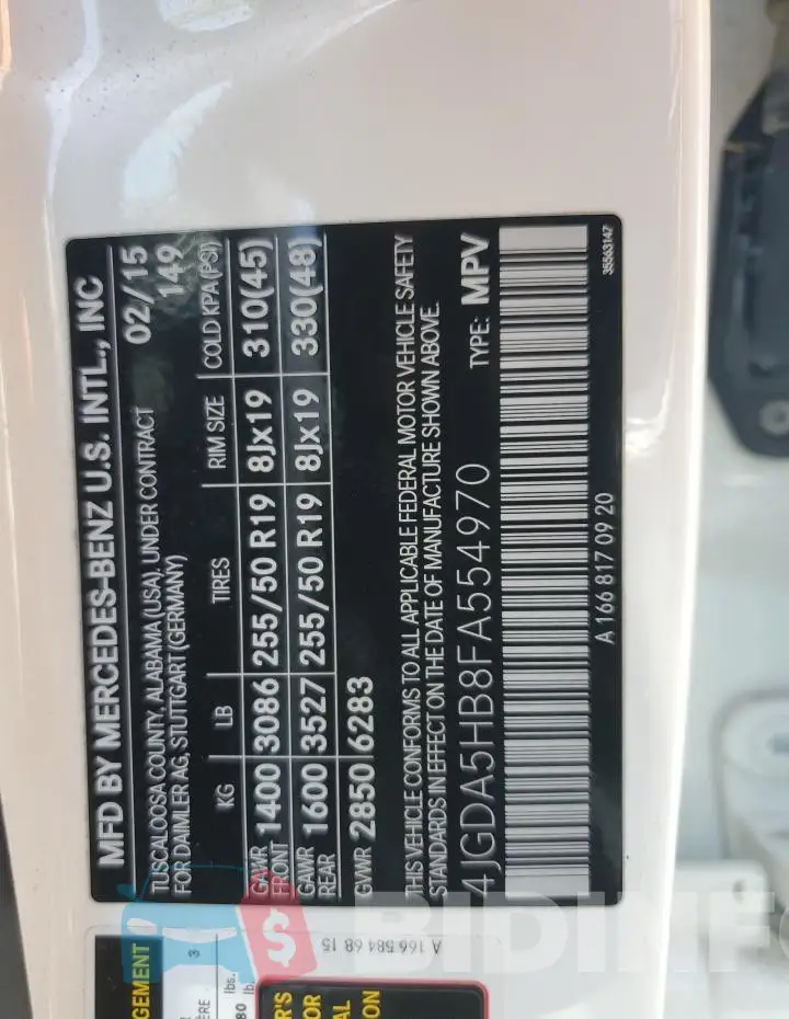 4JGDA5HB8FA554970 Photo# 13