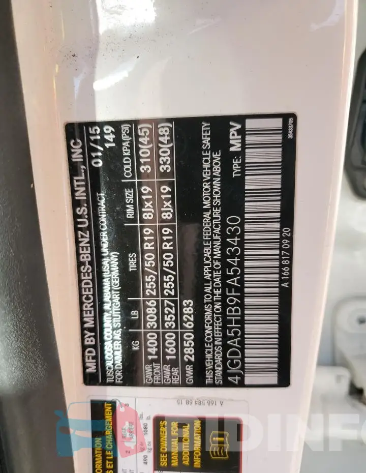 4JGDA5HB9FA543430 Photo# 14