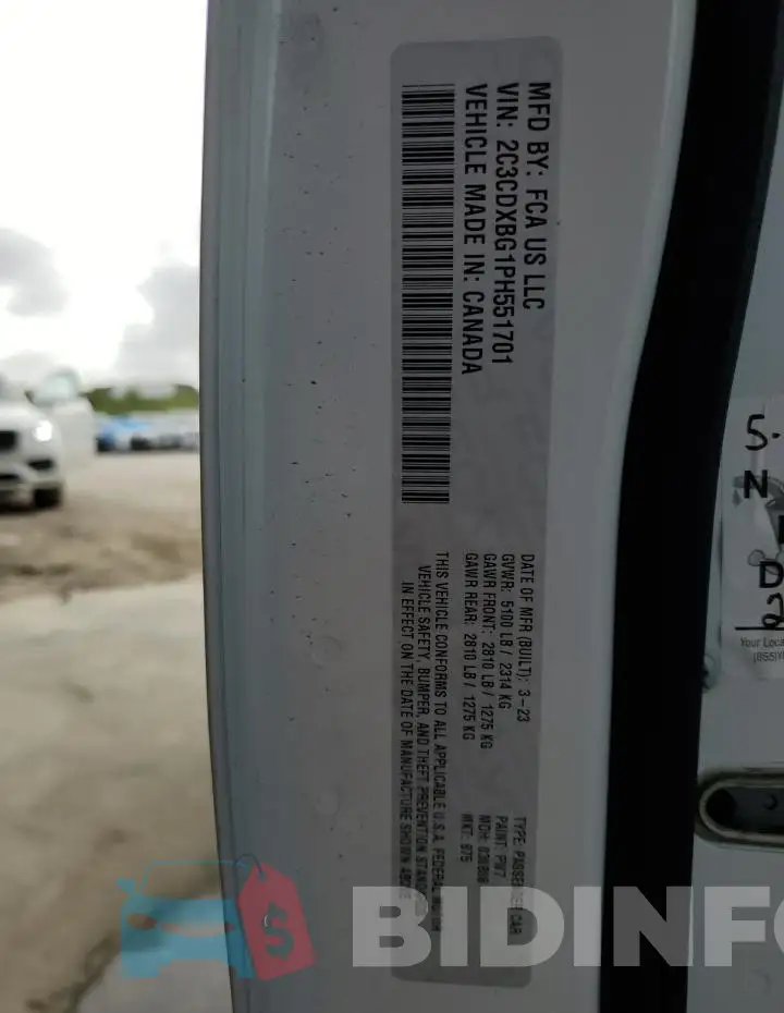 2C3CDXBG1PH551701 Photo# 13