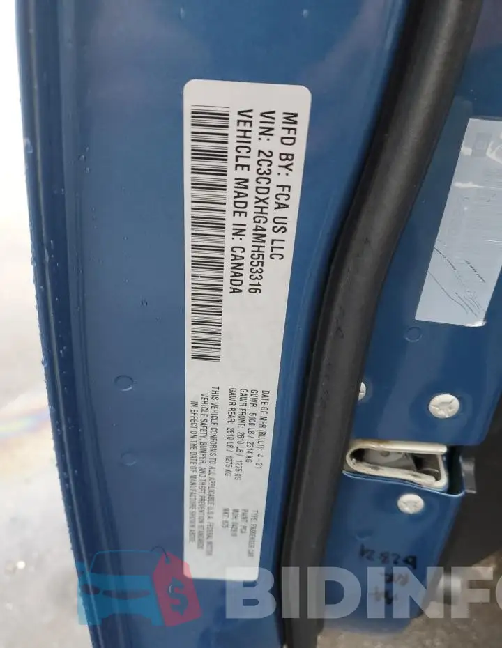 2C3CDXHG4MH553316 Photo# 12