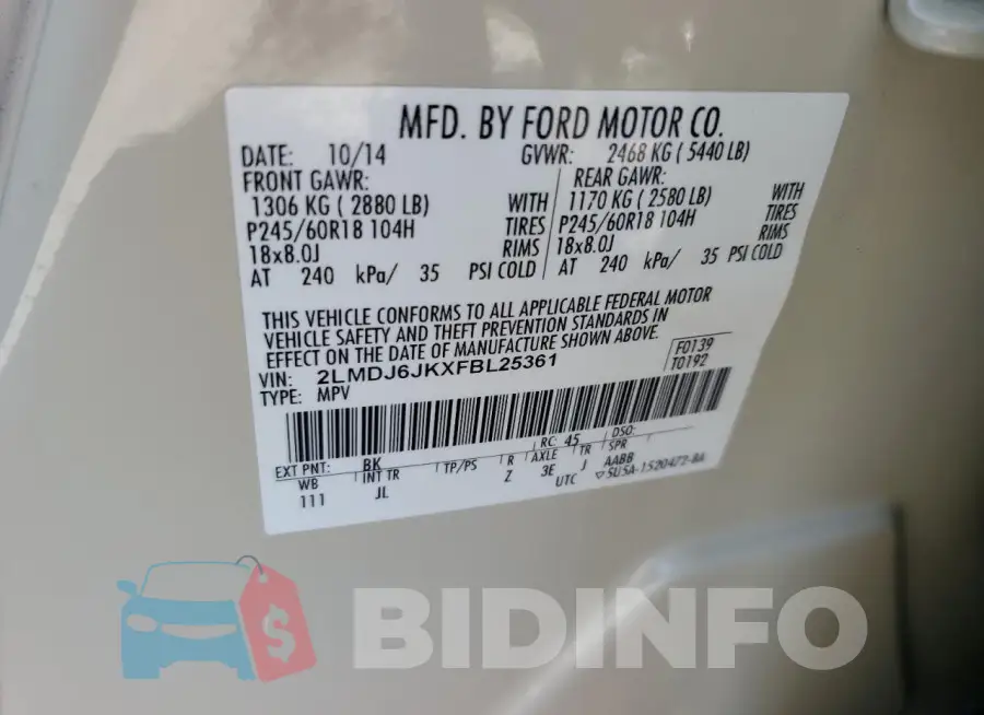 2LMDJ6JKXFBL25361 Photo# 13