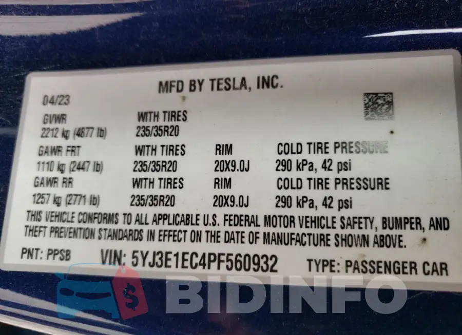 5YJ3E1EC4PF560932 Photo# 14