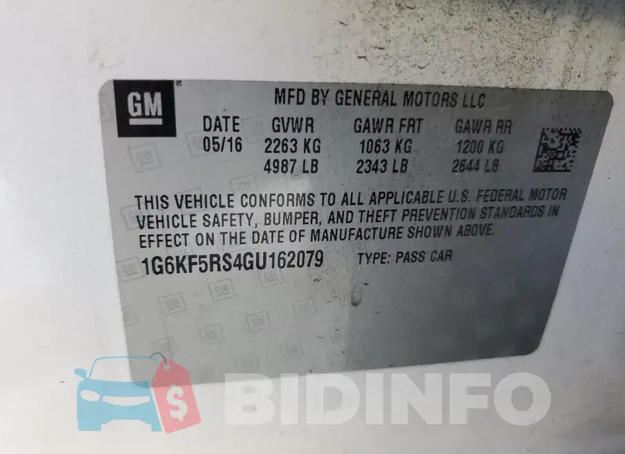 1G6KF5RS4GU162079 Photo# 12