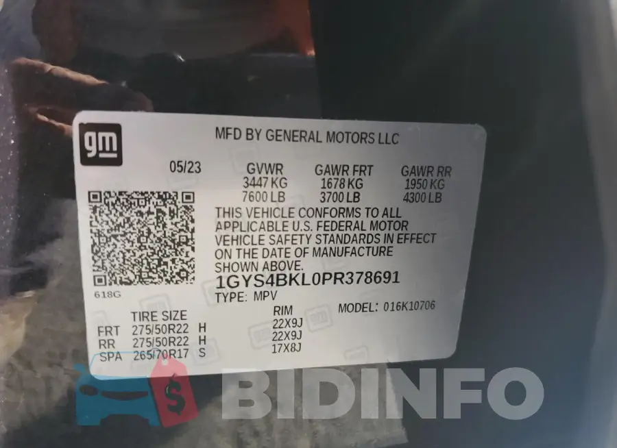 1GYS4BKL0PR378691 Photo# 13