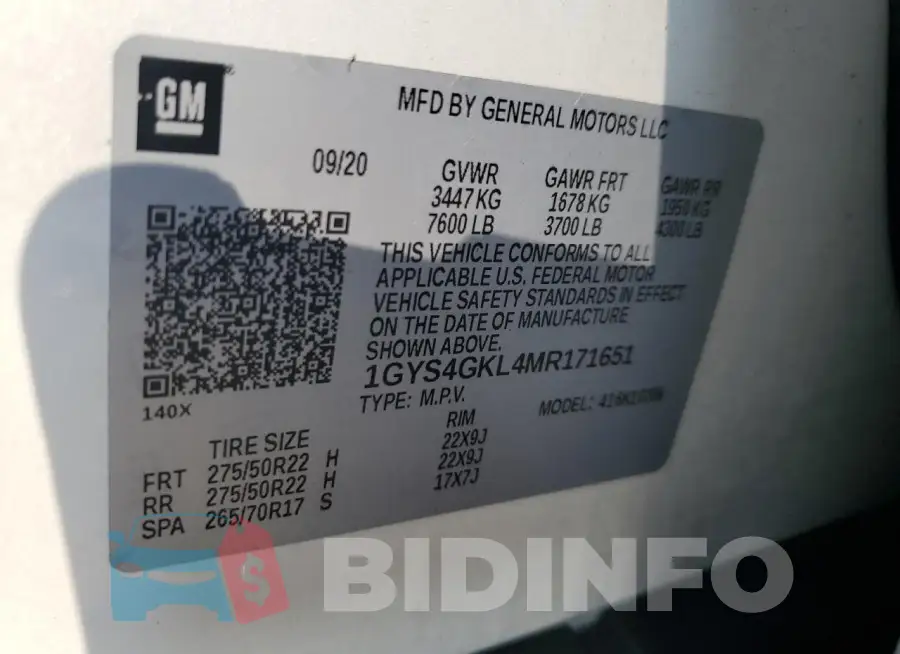1GYS4GKL4MR171651 Photo# 13