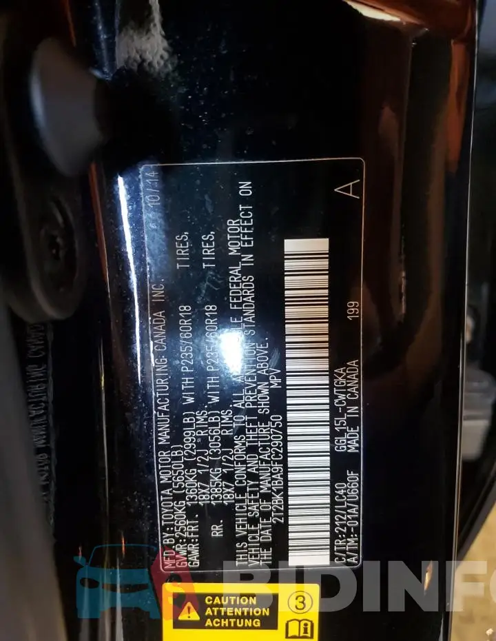 2T2BK1BA9FC290750 Photo# 13
