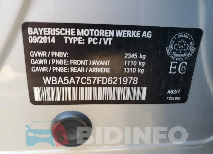 WBA5A7C57FD621978 Photo# 13