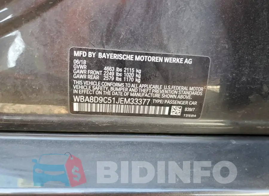 WBA8D9C51JEM33377 Photo# 12