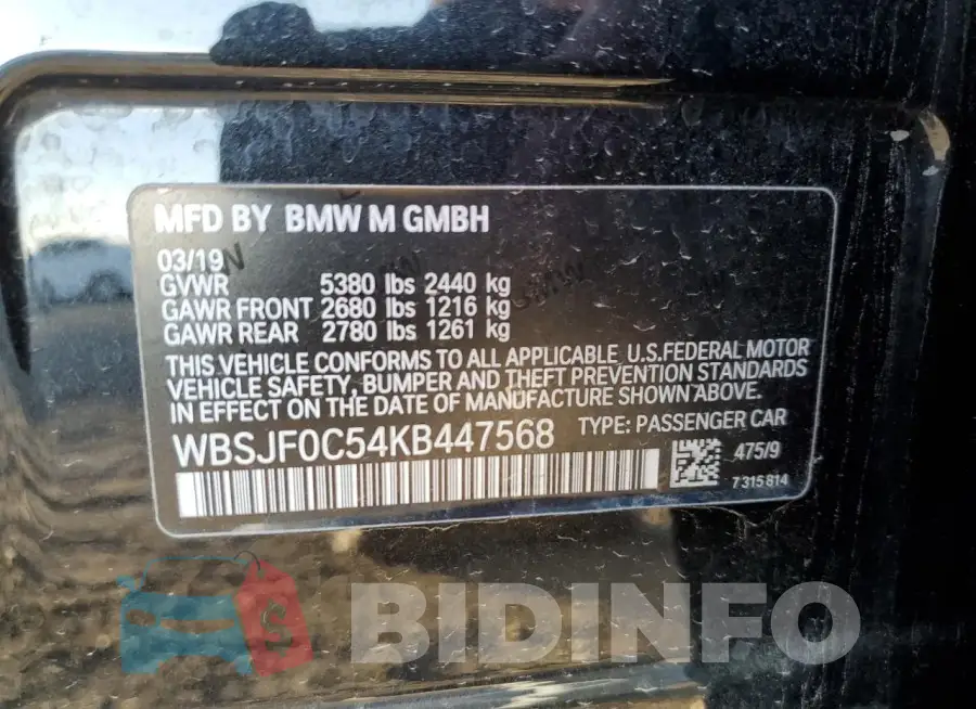 WBSJF0C54KB447568 Photo# 12