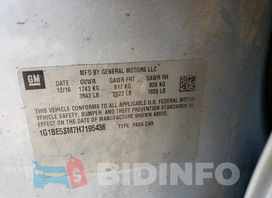 1G1BE5SM7H7195436 Photo# 13