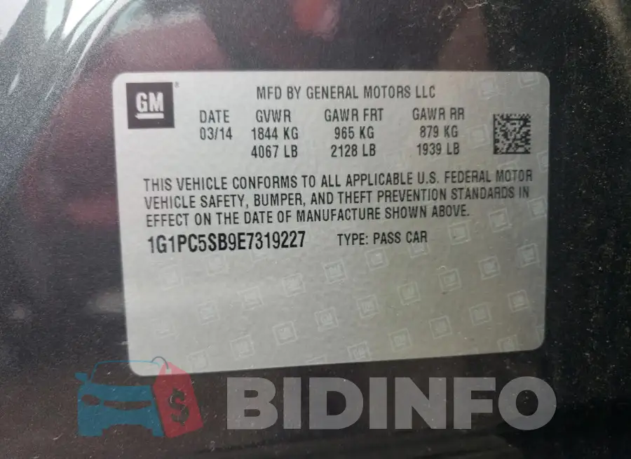 1G1PC5SB9E7319227 Photo# 12