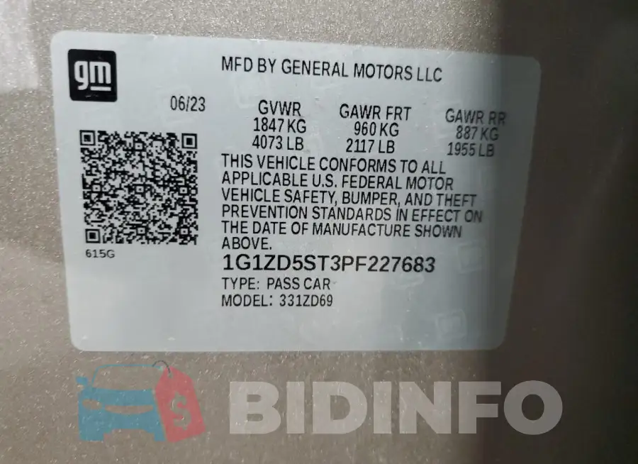 1G1ZD5ST3PF227683 Photo# 13