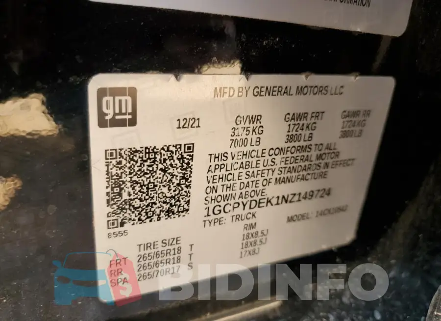 1GCPYDEK1NZ149724 Photo# 12