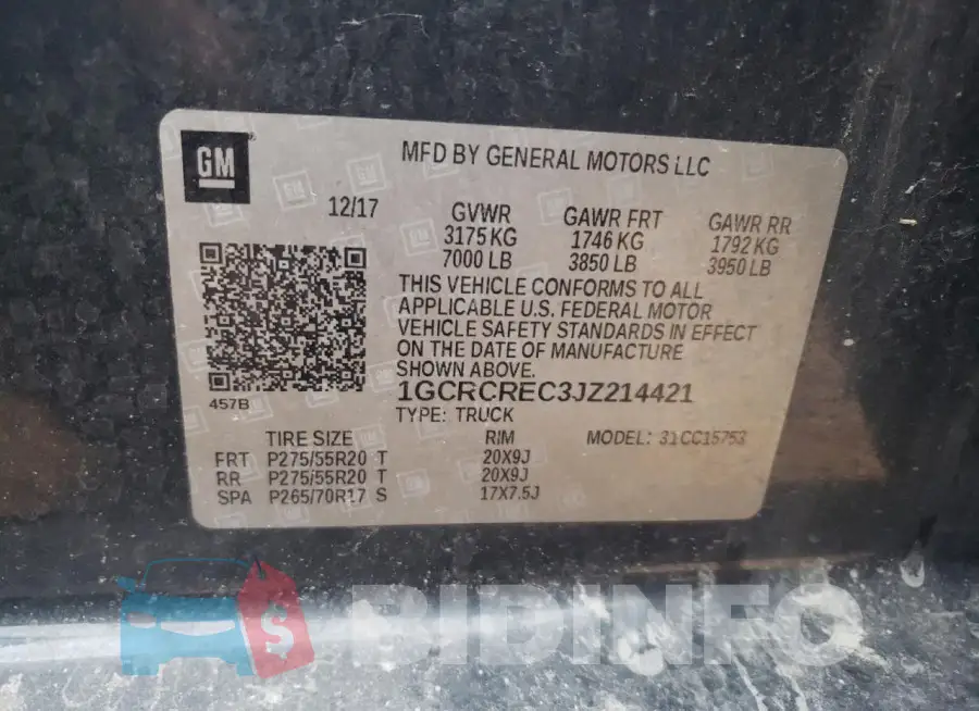 1GCRCREC3JZ214421 Photo# 12