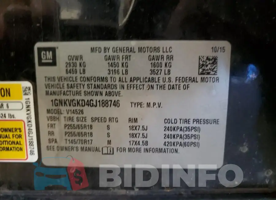 1GNKVGKD4GJ188746 Photo# 13