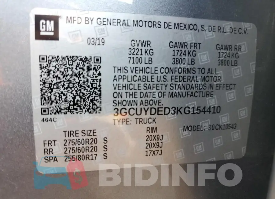 3GCUYDED3KG154410 Photo# 13