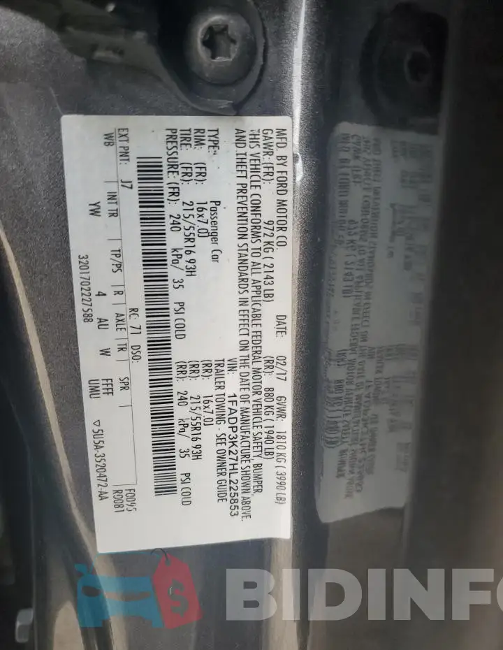 1FADP3K27HL225853 Photo# 12