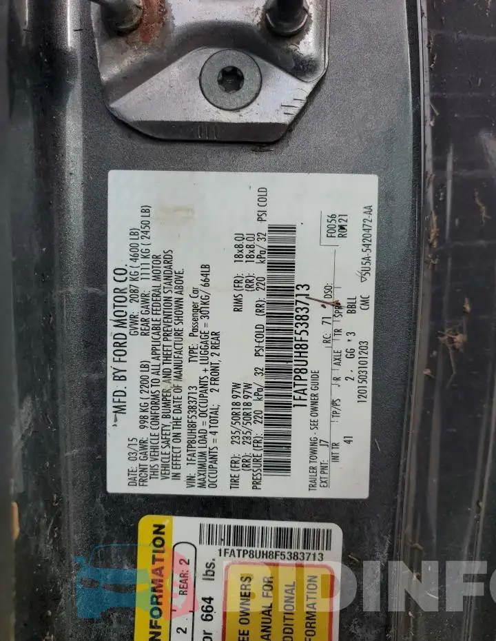 1FATP8UH8F5383713 Photo# 12