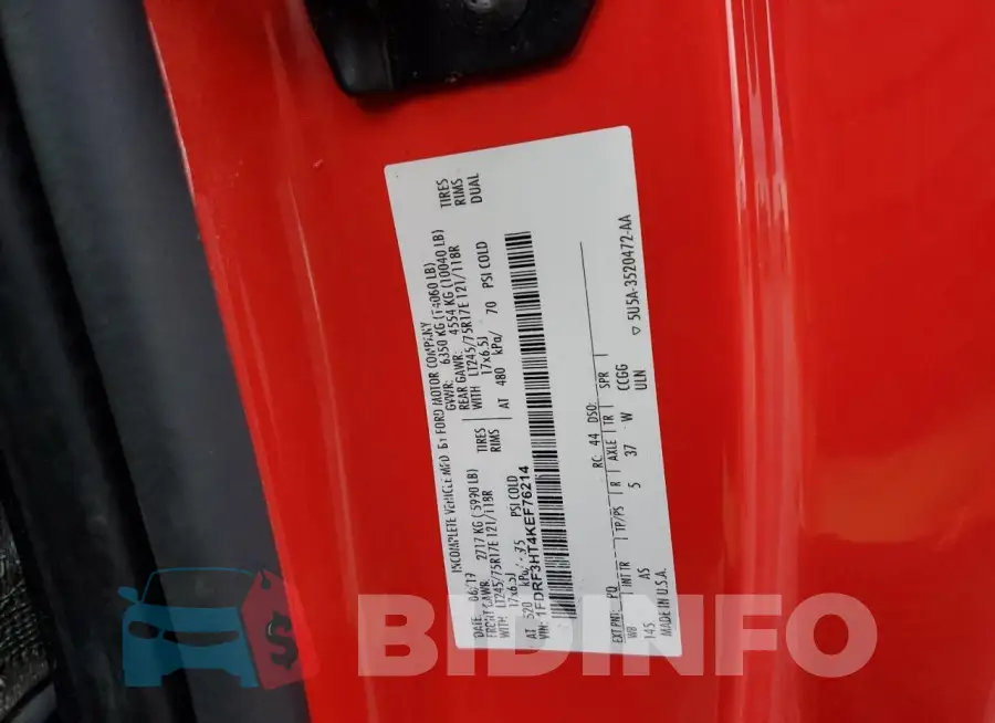 1FDRF3HT4KEF76214 Photo# 12