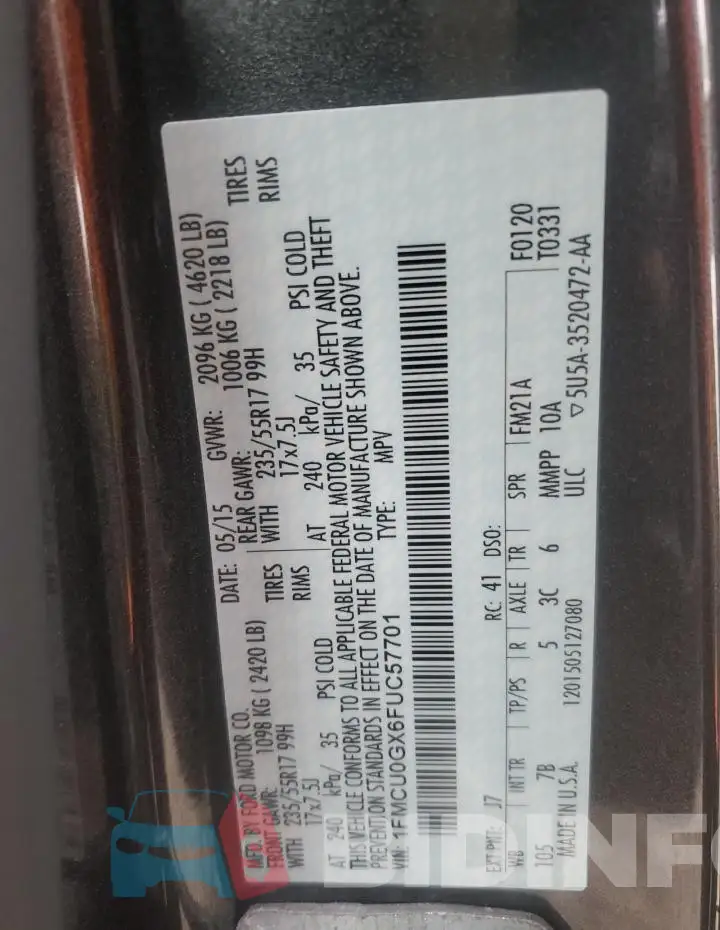 1FMCU0GX6FUC57701 Photo# 13