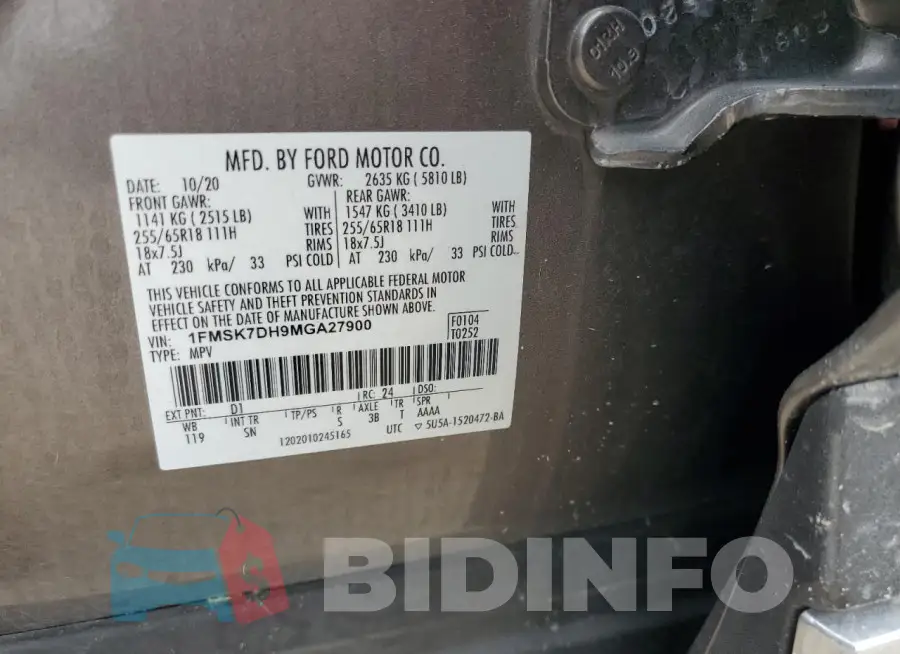 1FMSK7DH9MGA27900 Photo# 12