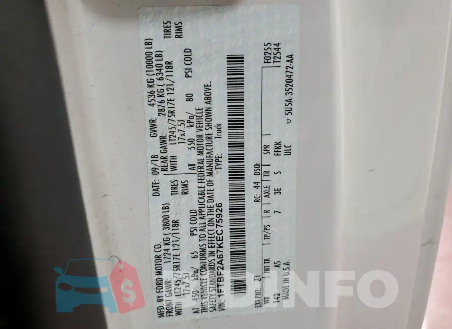 1FTBF2A67KEC75926 Photo# 12