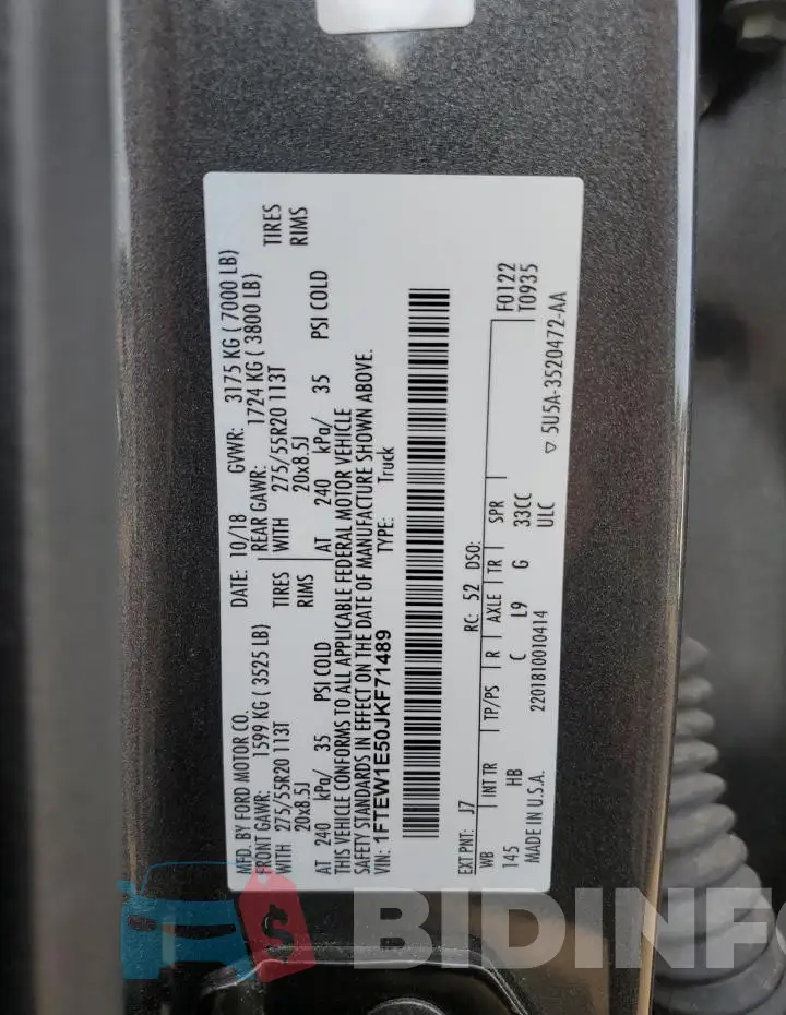 1FTEW1E50JKF71489 Photo# 12