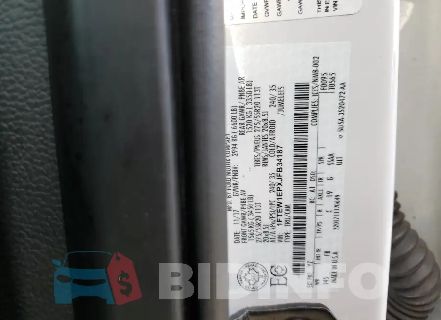 1FTEW1EPXJFB34187 Photo# 12