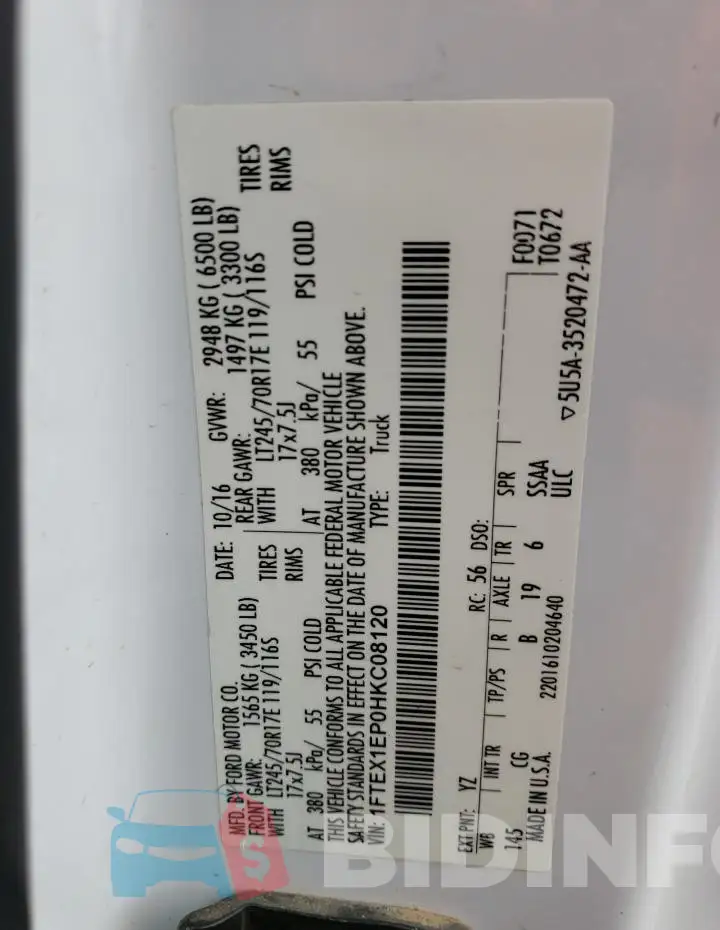1FTEX1EP0HKC08120 Photo# 12