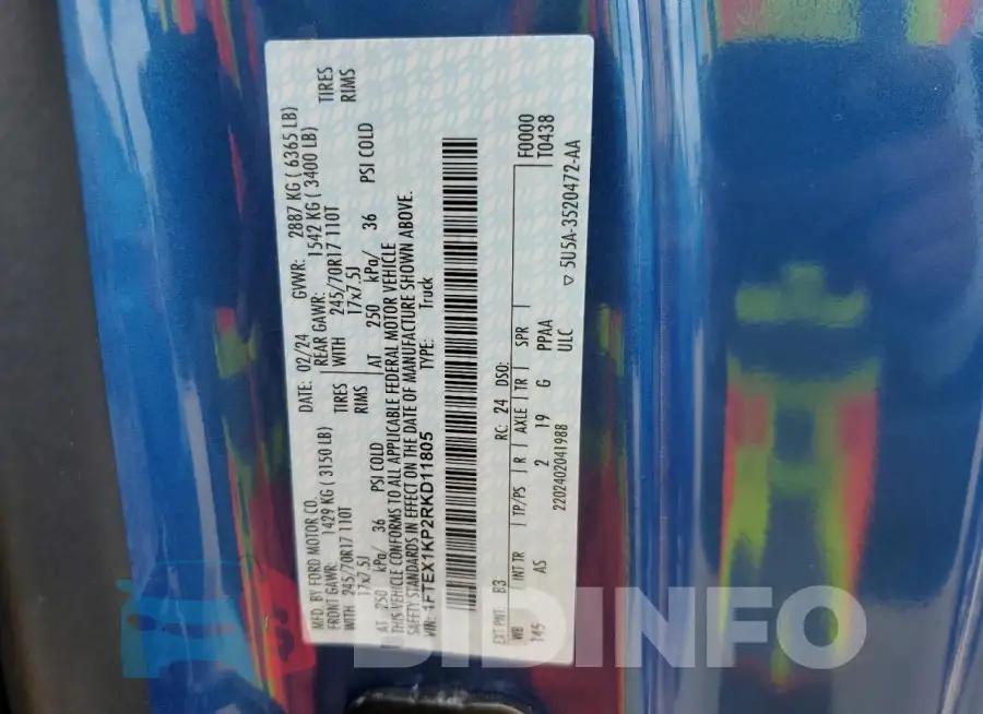 1FTEX1KP2RKD11805 Photo# 13