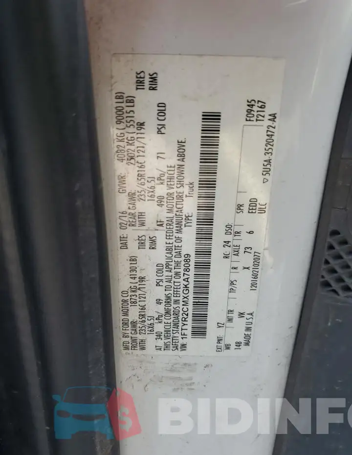 1FTYR2CMXGKA78089 Photo# 13