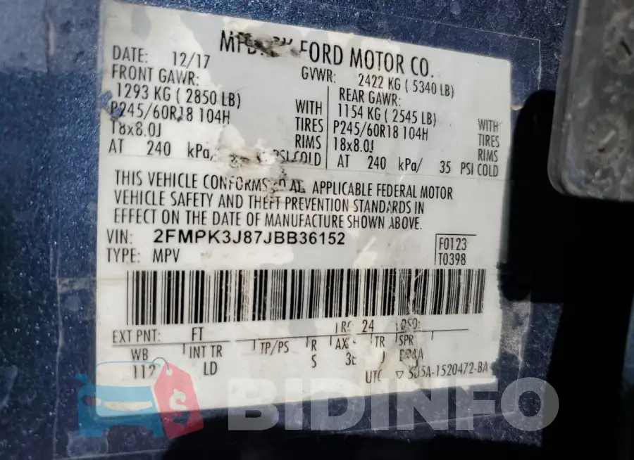 2FMPK3J87JBB36152 Photo# 12