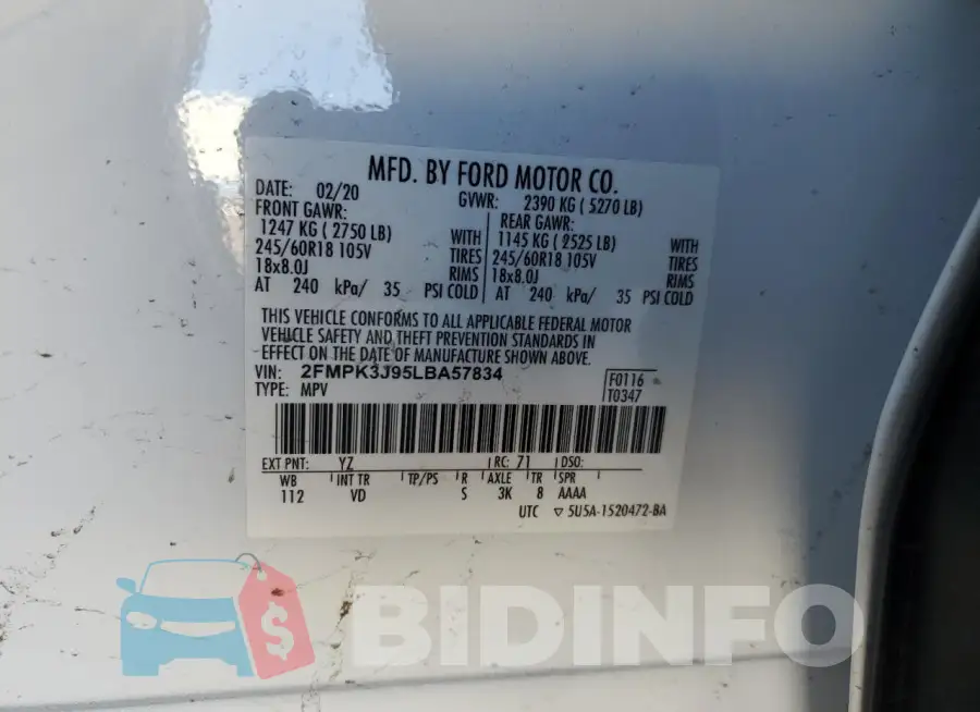 2FMPK3J95LBA57834 Photo# 12
