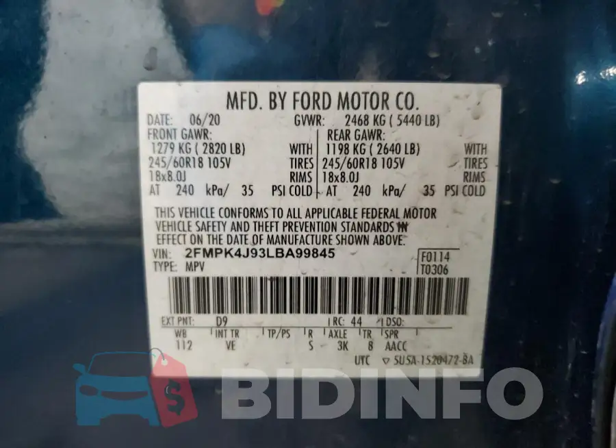 2FMPK4J93LBA99845 Photo# 14